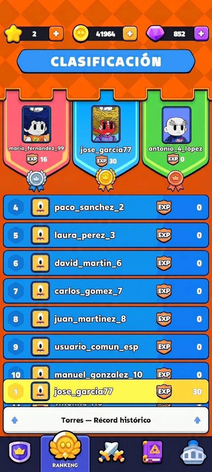 Clasificación de alumnos ordenada por experiencia