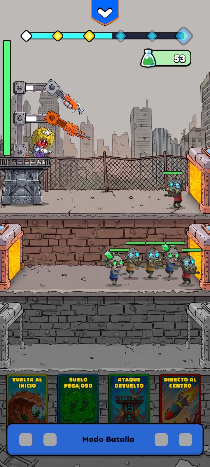 Partida contra zombies mientras se responden preguntas